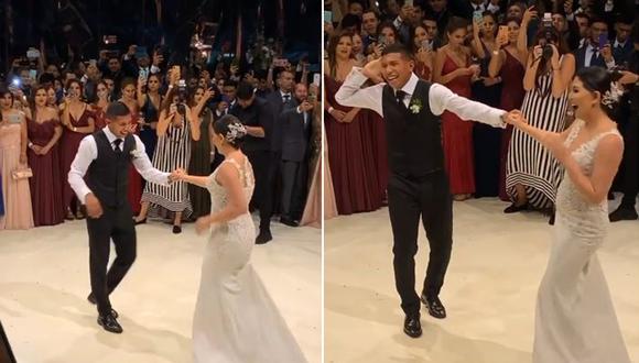 Edison Flores y Ana Siucho eralizan su primer baile como casados. (Foto: Captura de video)
