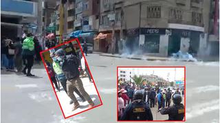 Con bombas lacrimógenas dispersan a manifestantes que amenazaban con saqueos en el centro de Huancayo (VIDEO)