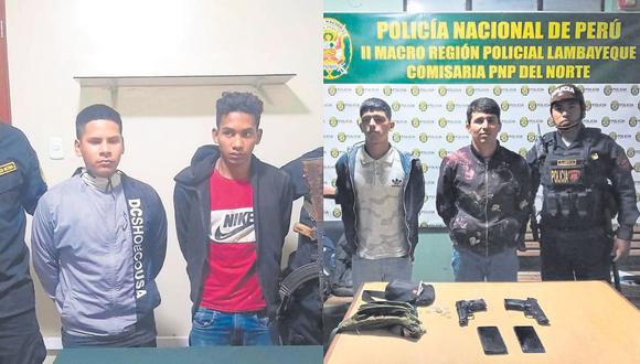 Cuatro presuntos integrantes de las pandillas “Los Francos del Norte” y “Los rápidos de La Victoria” utilizaban réplicas de armas para delinquir.