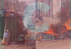 Lambayeque: Vecinos queman contenedores de basura en señal de protesta