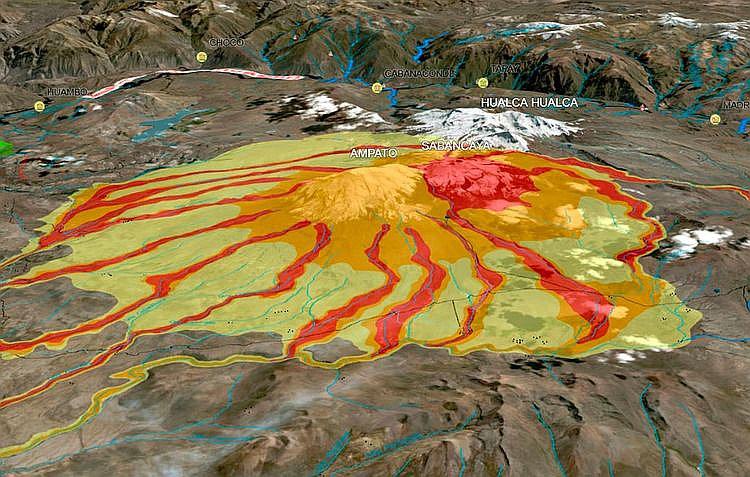 ​Presentan mapa de peligro del volcán Sabancaya en 3D