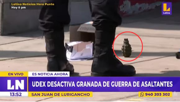 Desactivan granada de guerra dejada en empresa Shalom. Foto: Latina