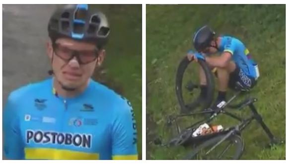 El conmovedor llanto de un ciclista tras sufrir percance en plena competencia (VIDEO)