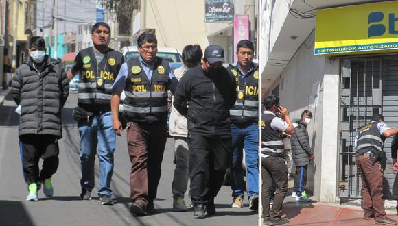 Tres miembros de la banda fueron llevados ayer a la tienda de Bitel que fue desvalijada el domingo último
