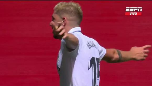 Gol de Federico Valverde para el 1-1 de Real Madrid vs. Mallorca. (Captura: ESPN)