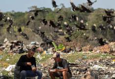 Venezolanos disputan restos de comida con buitres en un basurero de Brasil