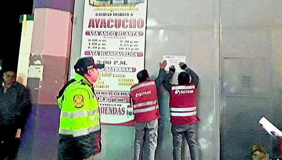 Sutran clausura por 10 días a dos terminales de Huancayo