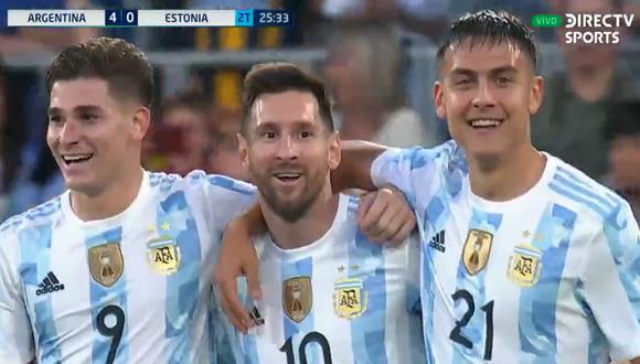 Lionel Messi puso el pie en el acelerador en el amistoso ante Estonia. Foto: DIRECTV Sports.