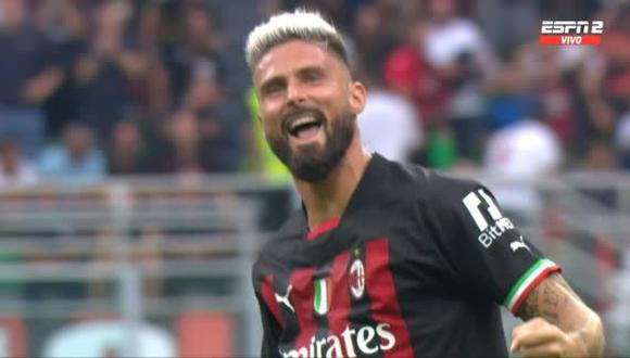 Gol de Olivier Giroud para el 2-1 de Milan vs. Inter. (Captura: ESPN)
