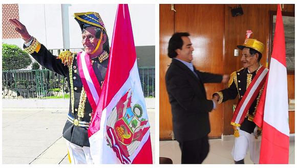 El ​"Hombre de la Bandera" visita la municipalidad de Huancayo