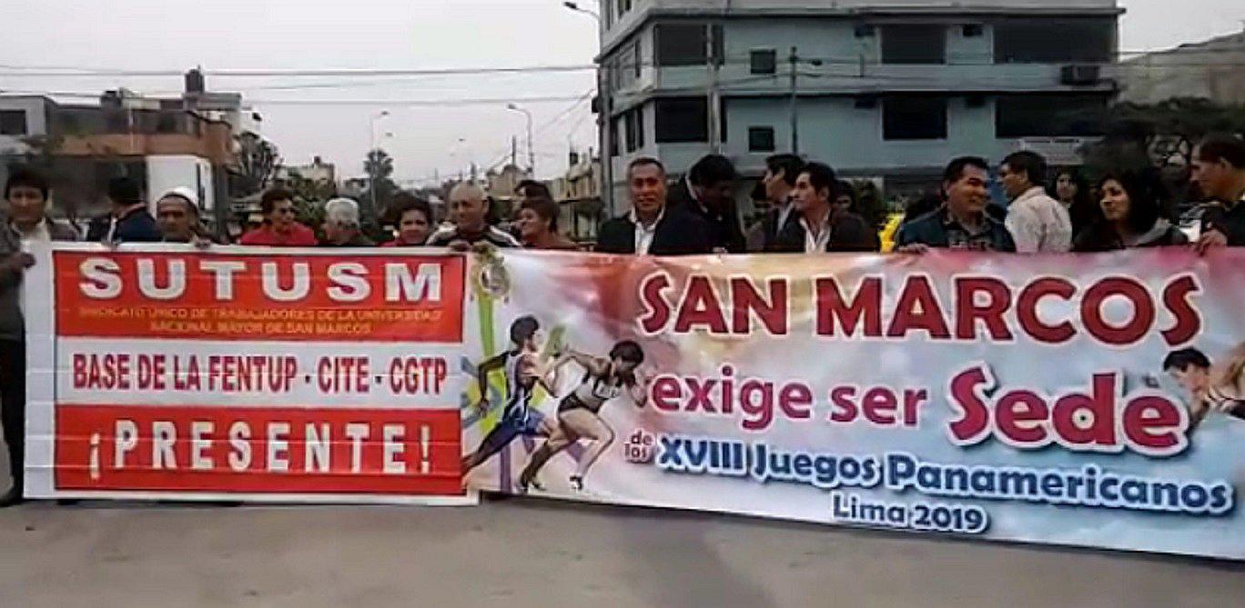San Marcos realiza plantón en Videna para exigir ser sede de los Juegos Panamericanos