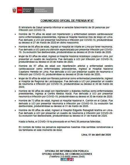 comunicado fallecidos