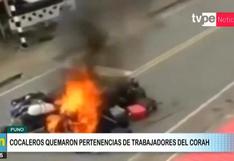 Enfurecidos cocaleros queman pertenencias de trabajadores del CORAH en Puno (VIDEO)