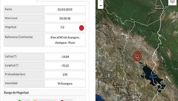 Indeci reportó caída de rocas en vías de comunicación tras sismo en Puno