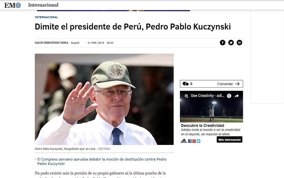 Presidente PPK: medios internacionales informan sobre su renuncia (FOTOS)