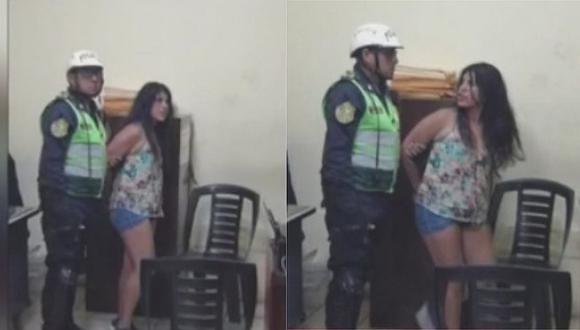 Joven agrede con un cuchillo a policía que la trasladaba a comisaría (VIDEO Y FOTO)