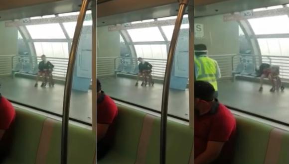 La mujer se desvaneció ante los pasajeros en el Metro de Lima. Foto: Captura de pantalla