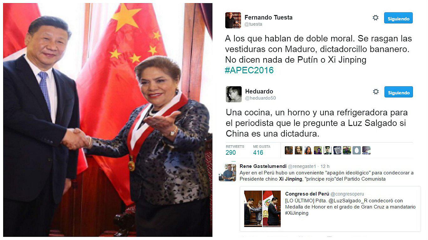 Luz Salgado: usuarios la critican por condecoración al presidente de China