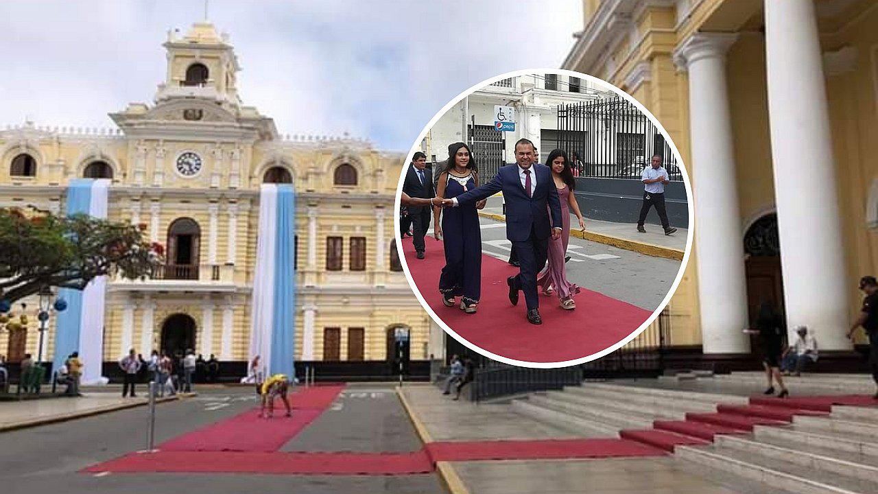 Alfombra roja desde Iglesia hasta Palacio Municipal genera críticas en juramentación de alcalde