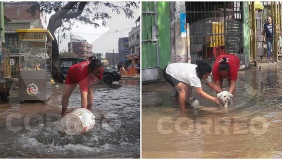 La Victoria: Diez viviendas afectadas por rotura de tubería (FOTOS)