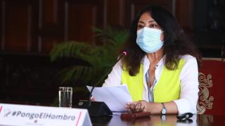 Violeta Bermúdez invoca a Pedro Castillo y Keiko Fujimori a usar mascarilla durante debate en Chota