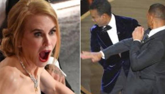 Oscar 2022: la comentada reacción de Nicole Kidman al golpe que propinó Will Smith a Chris Rock. (Foto: Composición AFP).