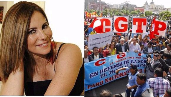 Huelga de maestros: Karina Calmet apoya protesta de gremios de izquierda
