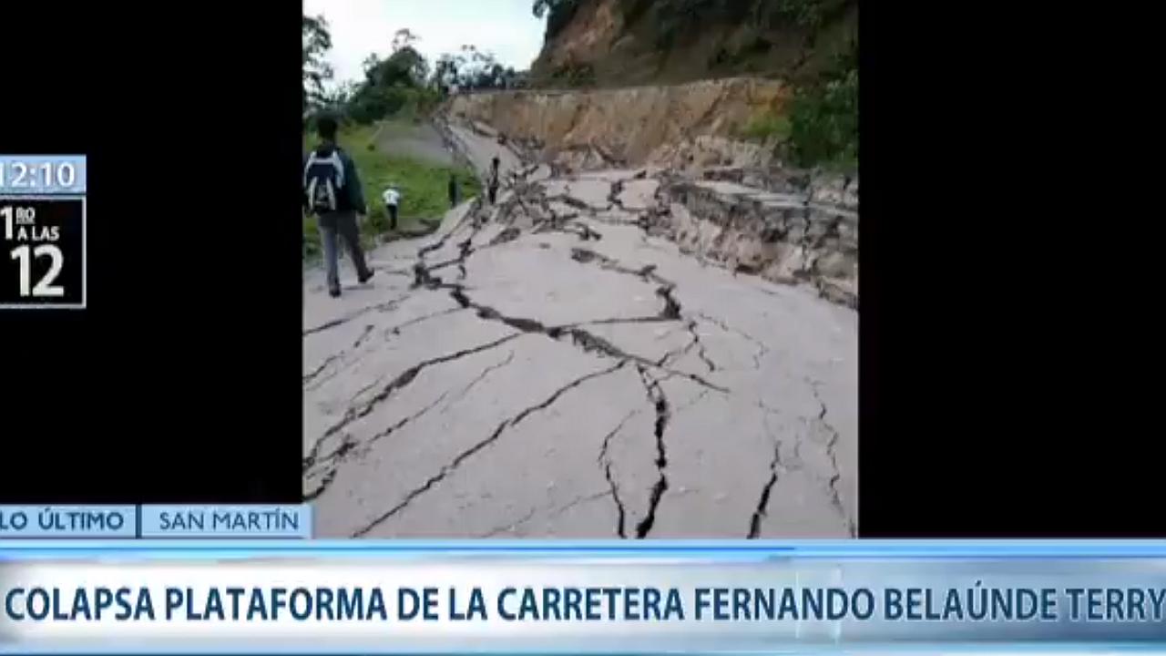 Colapsa plataforma de la carretera Fernando Belaúnde Terry