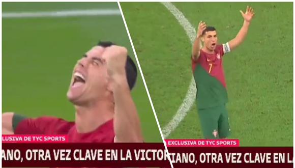 Las reacciones de Cristiano Ronaldo durante el 1-0 de Portugal vs. Uruguay. (Foto: Captura)
