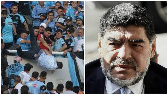 Maradona exige justicia tras muerte de hincha que fue arrojado de las tribunas 