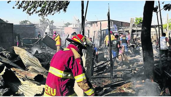 Incendio destruye cuatro casas en "Los Polvorines" 