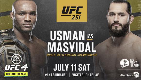 UFC 251: el campeón Kamaru Usman y Jorge Masvidal protagonizarán la pelea estelar del evento que se realizará en Emiratos Árabes. (Foto: UFC)
