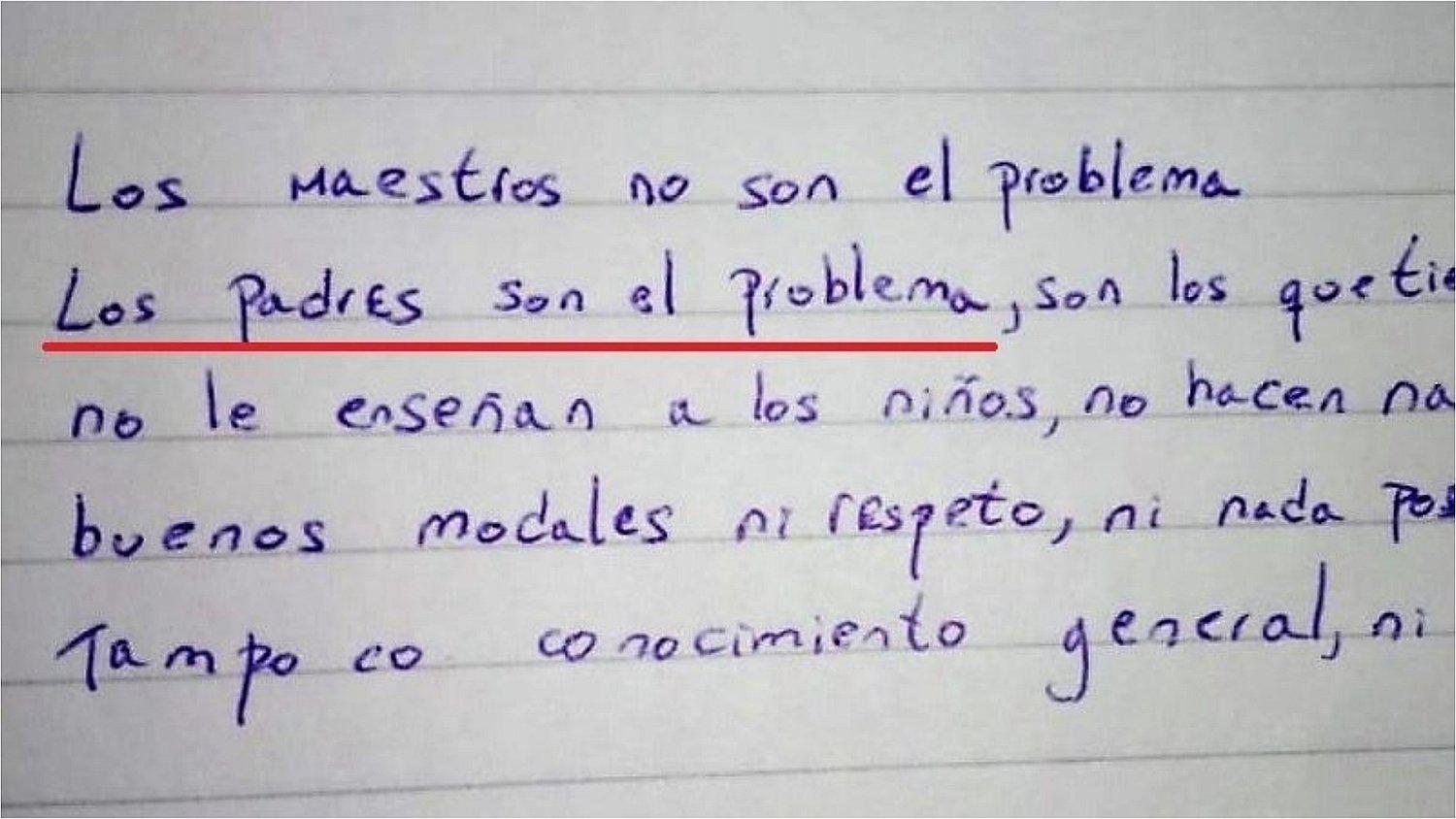Profesora jubilada publica carta y afirma que los padres son el problema 