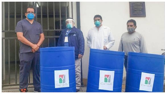 Donan 600 litros de alcohol etílico rectificado al Hospital Regional Docente de Trujillo