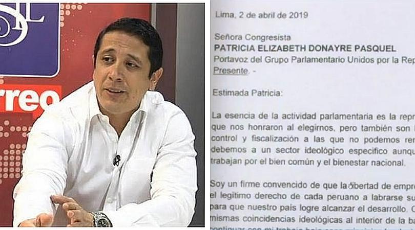 Miguel Castro renuncia a la Bancada Unidos por la República (VIDEO)