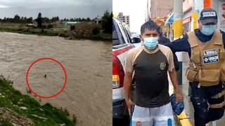 Taxista agrede a su pareja y para evitar ser detenido se lanzó al caudaloso río Mantaro (VIDEO)