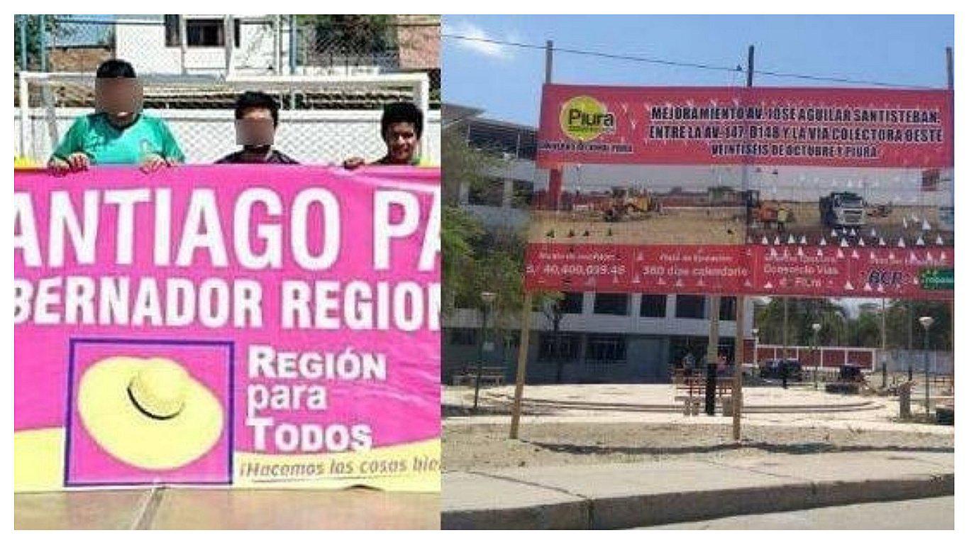El Gobierno Regional de Piura coloca carteles con colores del “sombrero”