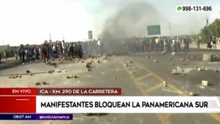 Trabajadores agrarios en Ica acatan paro indefinido y bloquean el kilómetro 290 de la Panamericana Sur  