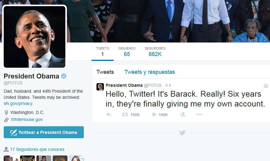 Barack Obama abre una nueva cuenta de Twitter