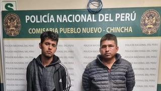 Capturan a dos presuntos raqueteros con pistola y revolver en Chincha