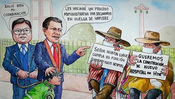 Vetan caricatura del artista huancaneño Hernán Gil