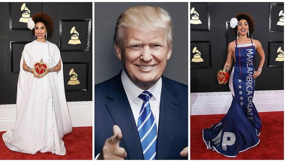 ​Grammys 2017: el polémico vestido que fue una 'declaración de amor' a Donald Trump (FOTOS)