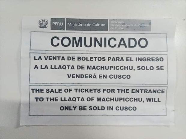 Population of Machupicchu abide by indefinite strike after failure to sell tickets to the Llaqta in the city