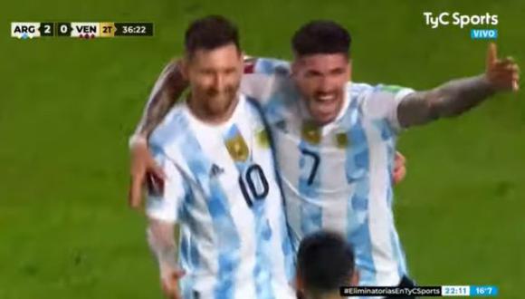 Golazo de Lionel Messi para el 3-0 de Argentina vs. Venezuela. (Captura: TyC Sports)