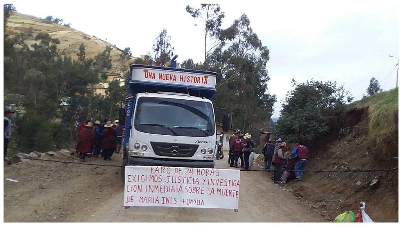 Pobladores piden justicia por la muerte de María Huaylla y realizan paro de 24 horas 