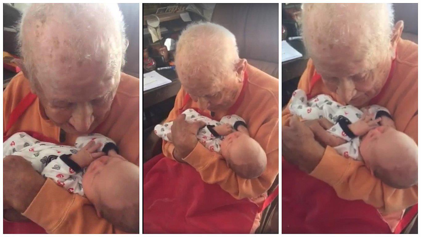 Facebook: ​El emotivo encuentro entre un hombre de 105 años y su bisnieto [VIDEO]