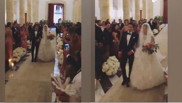 Stephanie Cayo sorprendió con peculiar entrada a la catedral durante su boda (VIDEO)