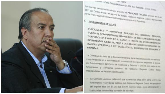 Cusco: Contraloría denuncia a exgobernador regional de apropiarse de más de S/. 25 millones