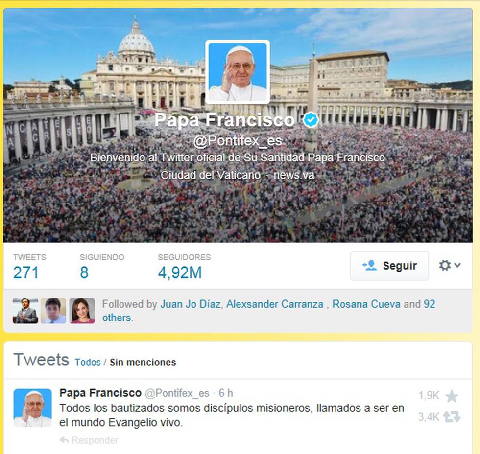 La cuenta en Twitter del Papa Francisco alcanza los 12 millones de seguidores