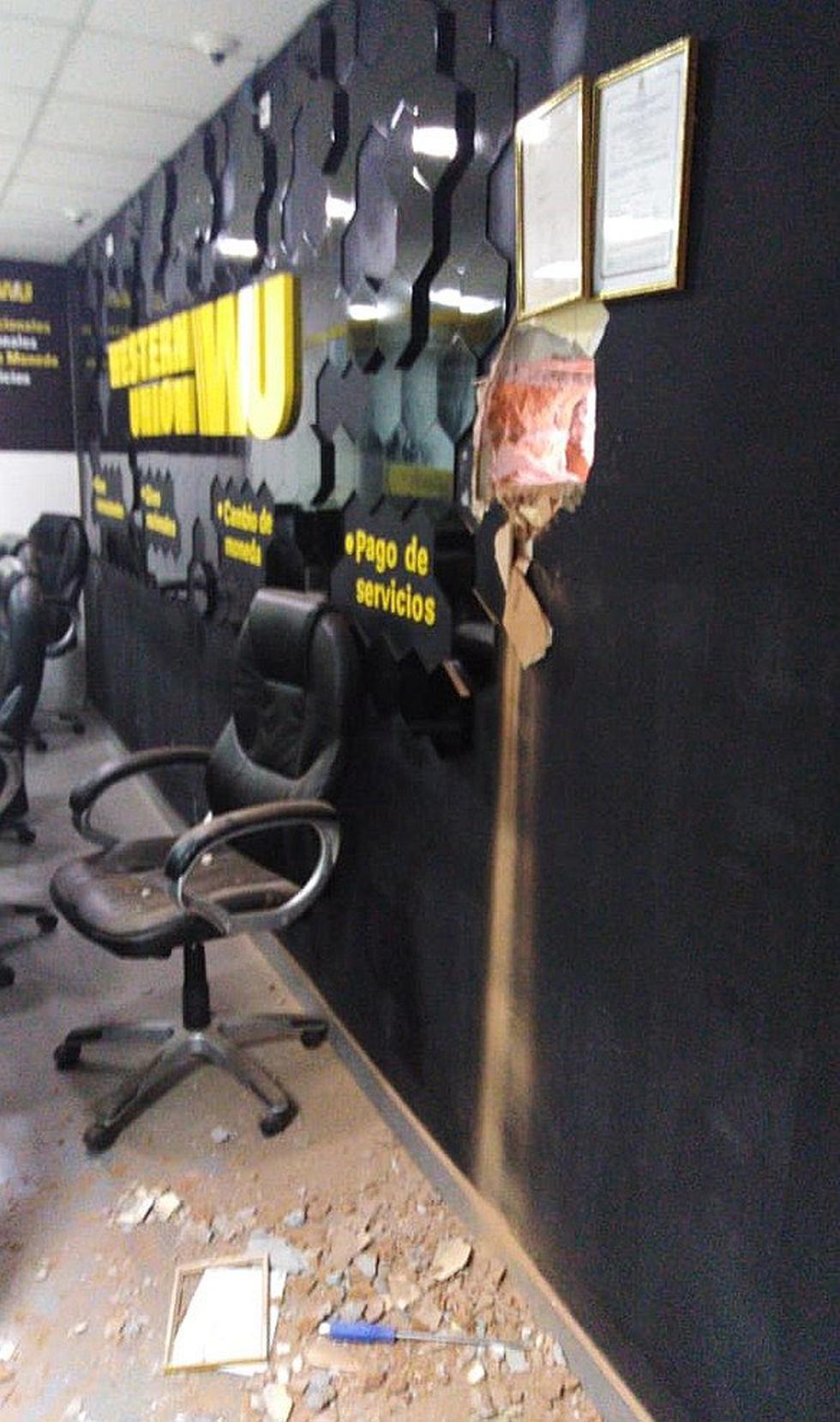 Pretendían robar en financiera Western Unión haciendo agujero en el muro